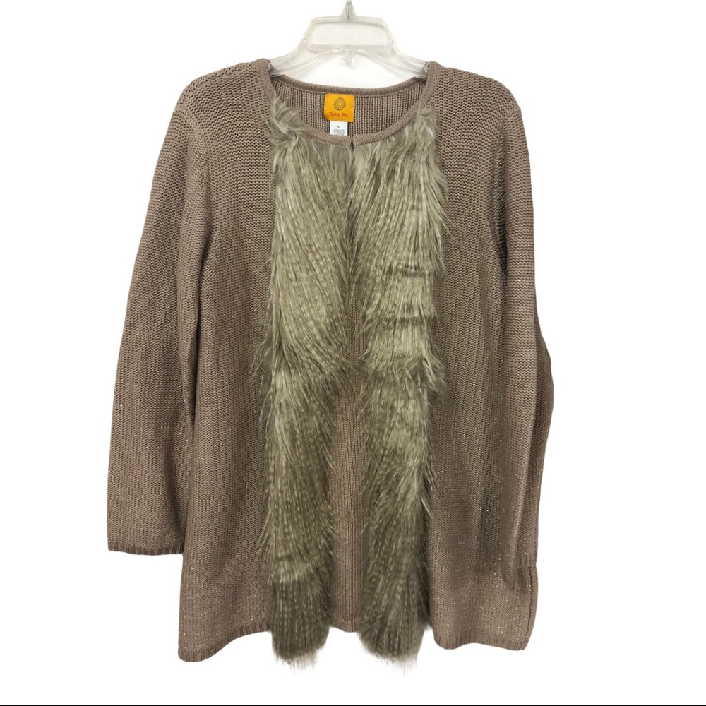 RUBY RD FEATHER TRIM CARDIGAN L